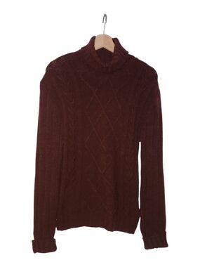 Vintage Colter Bay Burgundy Cable Knit Turtleneck Sweater Made in‎ USA Small